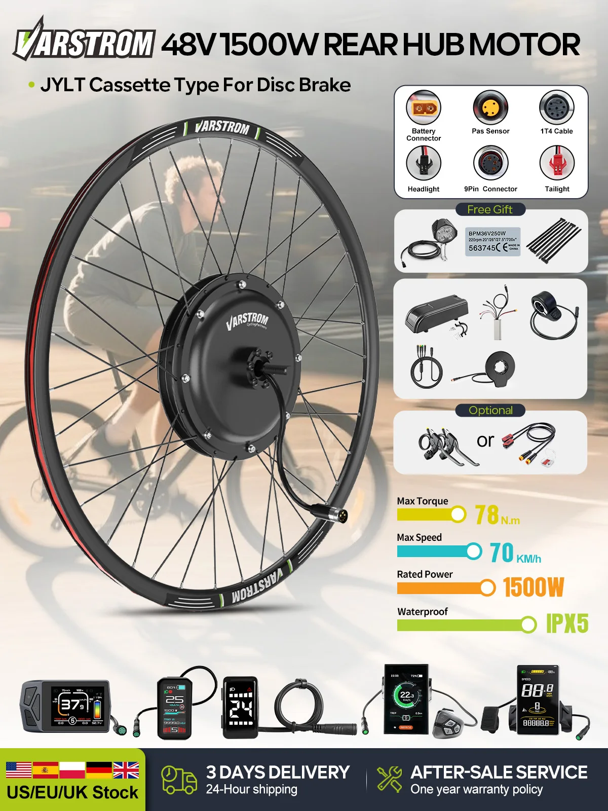 AliExpress NONE Varstrom Wheel Hub Motor kit 48V 1500W 1000W Electric Bicycle Conversion Kit eBike 26in 27.5 28 29" 700C Front Rear Drive Engine