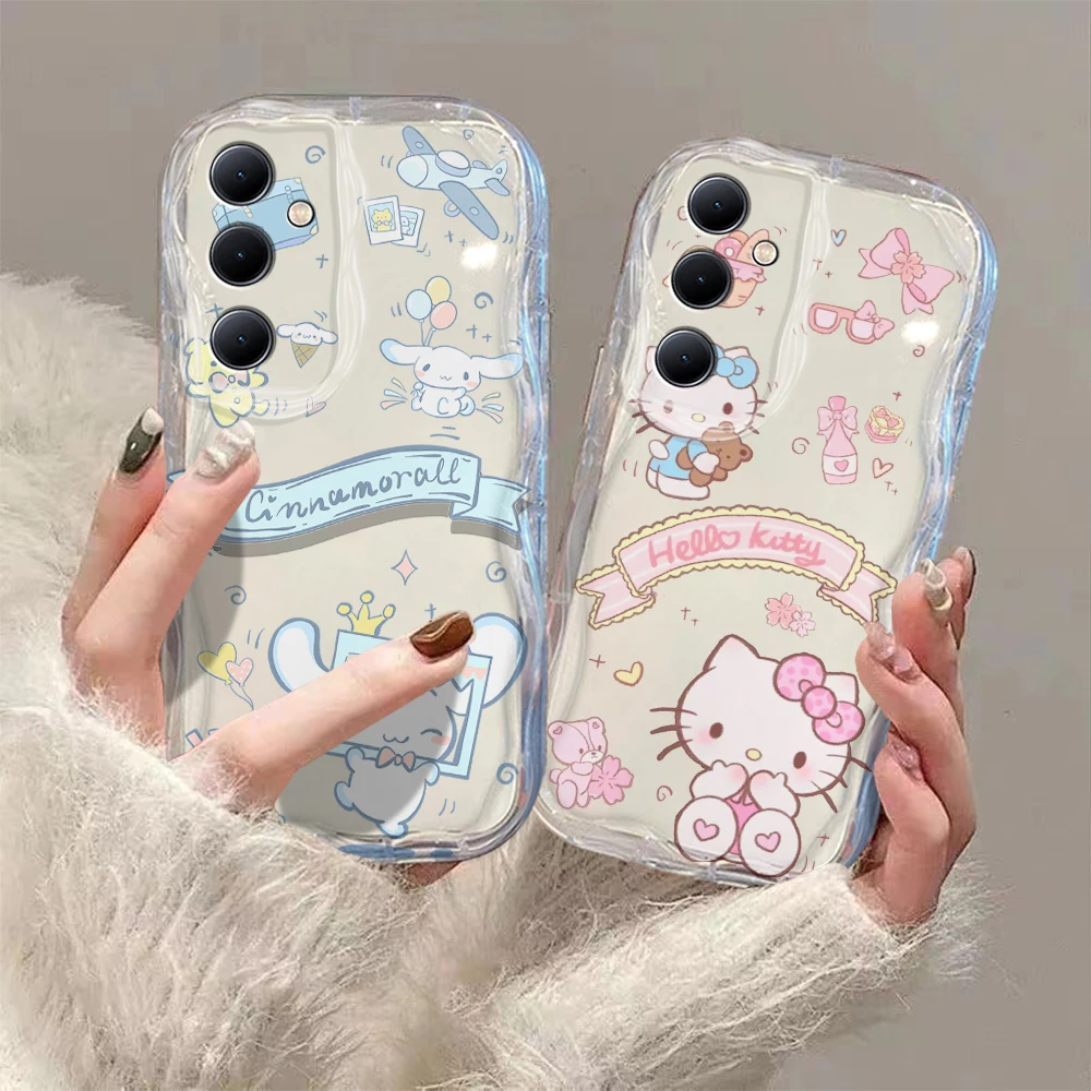 Hello Kitty Cinnamon dog 3D Wave Case For Samsung A73 A72 A71 A55 A54 A53 A35 A34 A33 A25 A24 A23 A15 A14 A13 A05 A04 A03 4G 5G