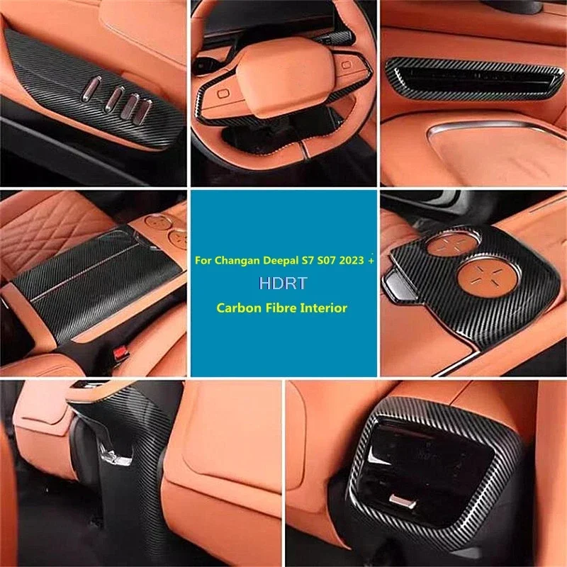 NEW Car Style For Changan Deepal S7 S07 2023 + Window Control Panel Gear Shift Air Vent Outlet Steering Wheel Carbon Fibre Inter