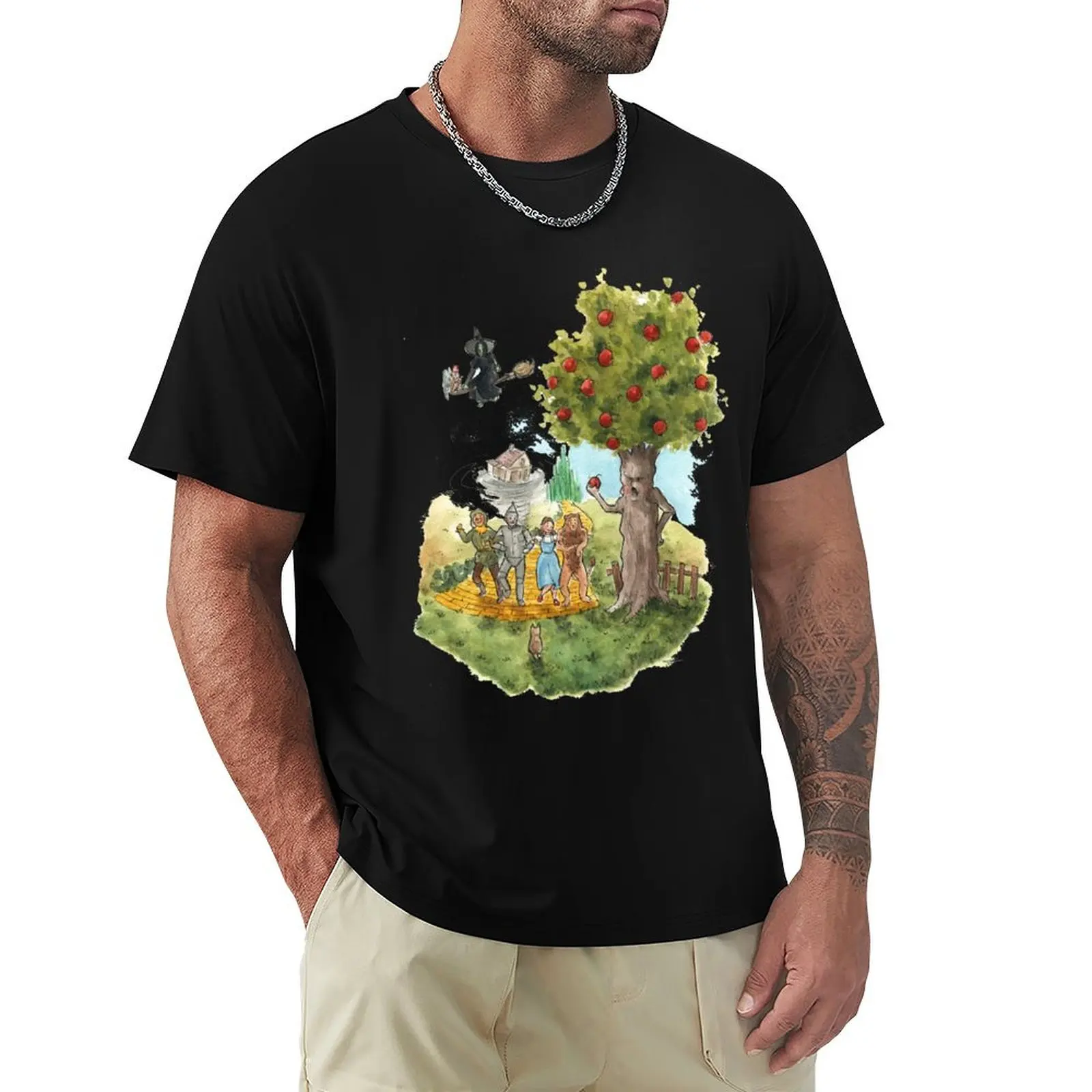 Wizard of Oz Watercolour Tree Design T-Shirt anime clothes street wear clothes shirts graphic tee Men's t shirts