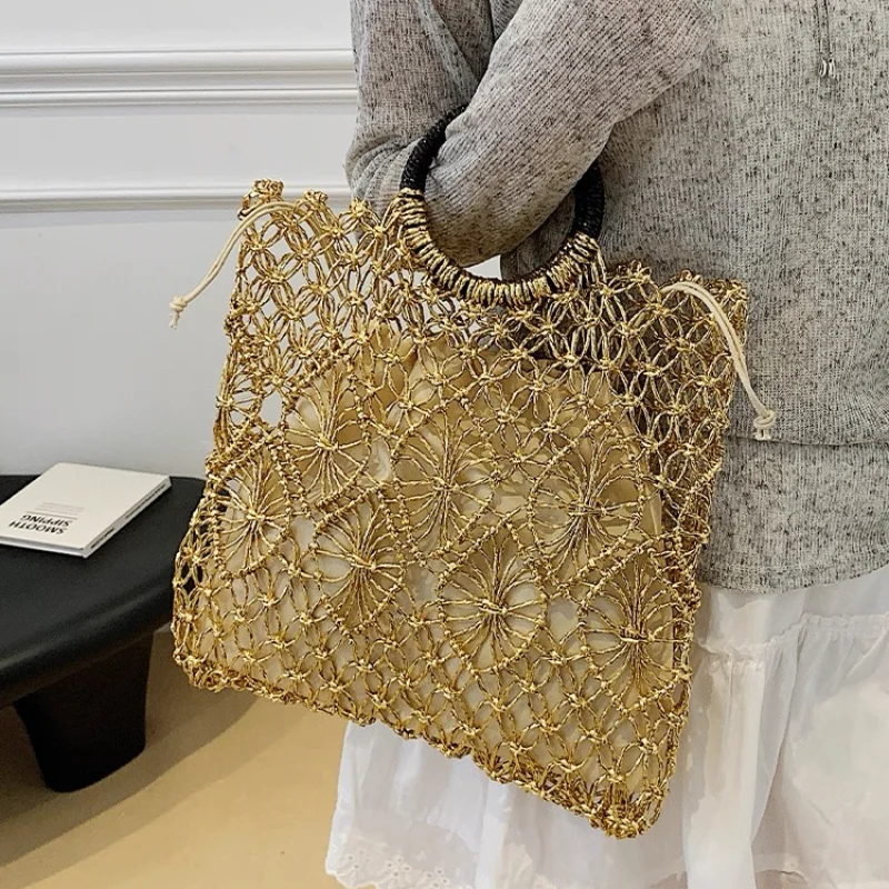 

Французская легкая роскошная тканая сумка, модная полая сумка, нишевый дизайн, круглые ручные квадратные сумки, универсальные праздничные сумки золотого, серебряного цвета