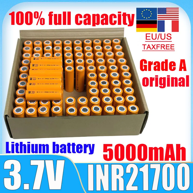 10-2000pcs 3.7V 21700 5000mAh Rechargeable Battery 15A INR21700 DIY Power Li-ion High Discharge Batteries for Electrical Tools