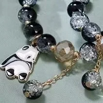 China-Chic Cute Panda Bracelet Black and White Firecracker Glass Crystal Beads Handmade Hand String Women Summer Fashion Jewelry