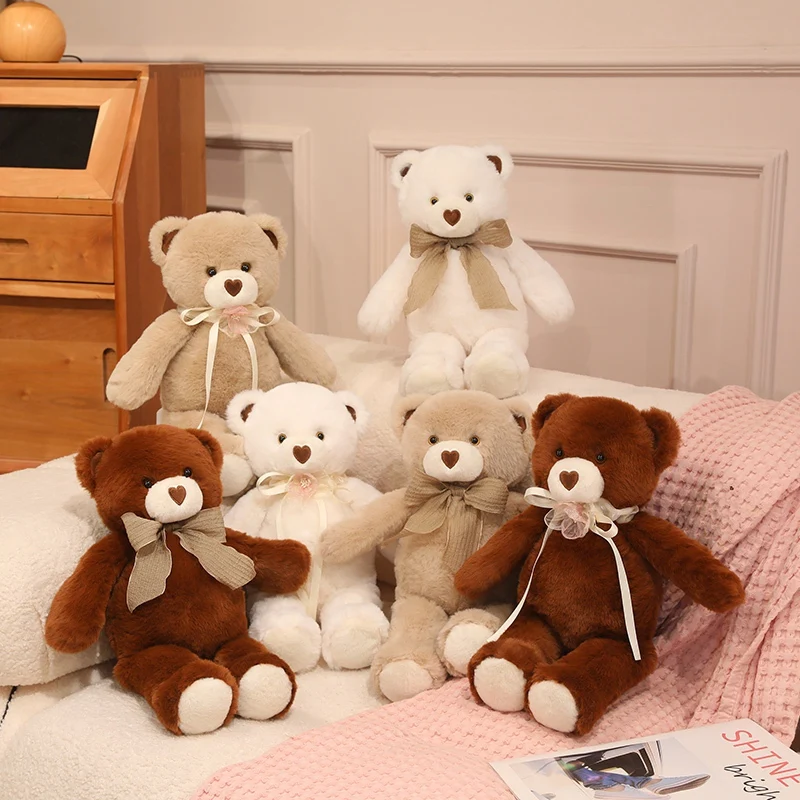 

Плюшевые игрушки-медведи 40 см, мультяшные, для девочек и мальчиков, мягкие, пушистые, милые, для сна, подарок на день рождения