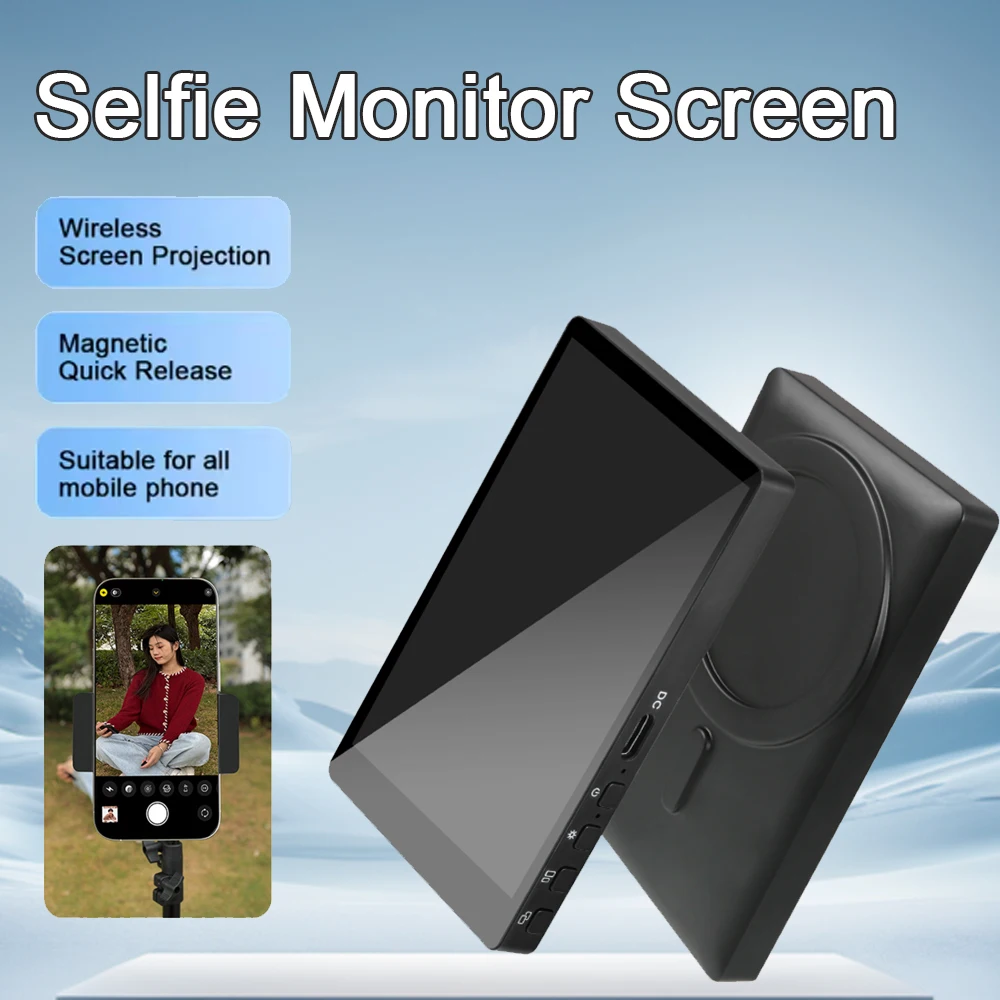 

Wireless Selfie Monitor Screen Magnetic Selfie Monitor Screen With Vlog Live Stream Selfies For iPhone/Android Selfie Assistanc
