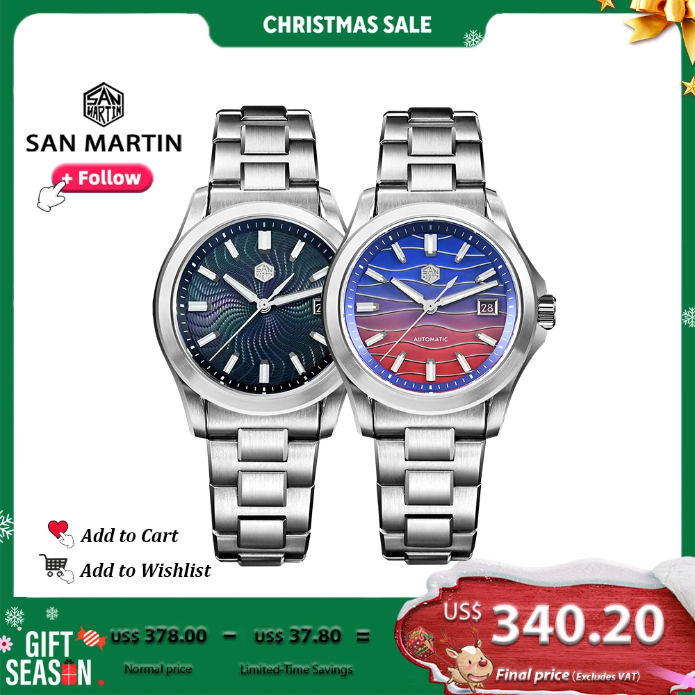 

San Martin Watch 39mm Luxury Dress Miyota 9015 Automatic Mechanical Watches for Men With Mop Guilloche 100m Waterproof SN0150