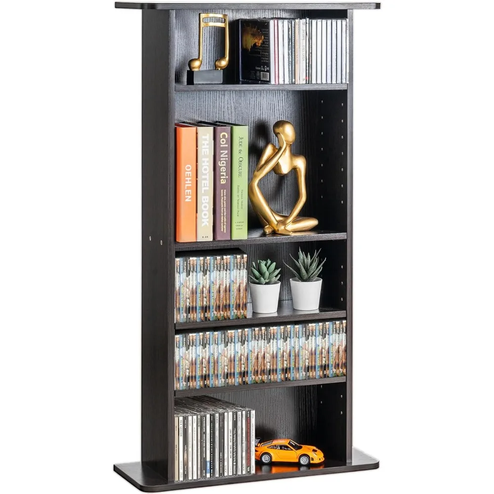 5-Tier Adjustable Media Cabinet for CDs, DVDs & Games - Espresso Finish, Holds 240 Discs