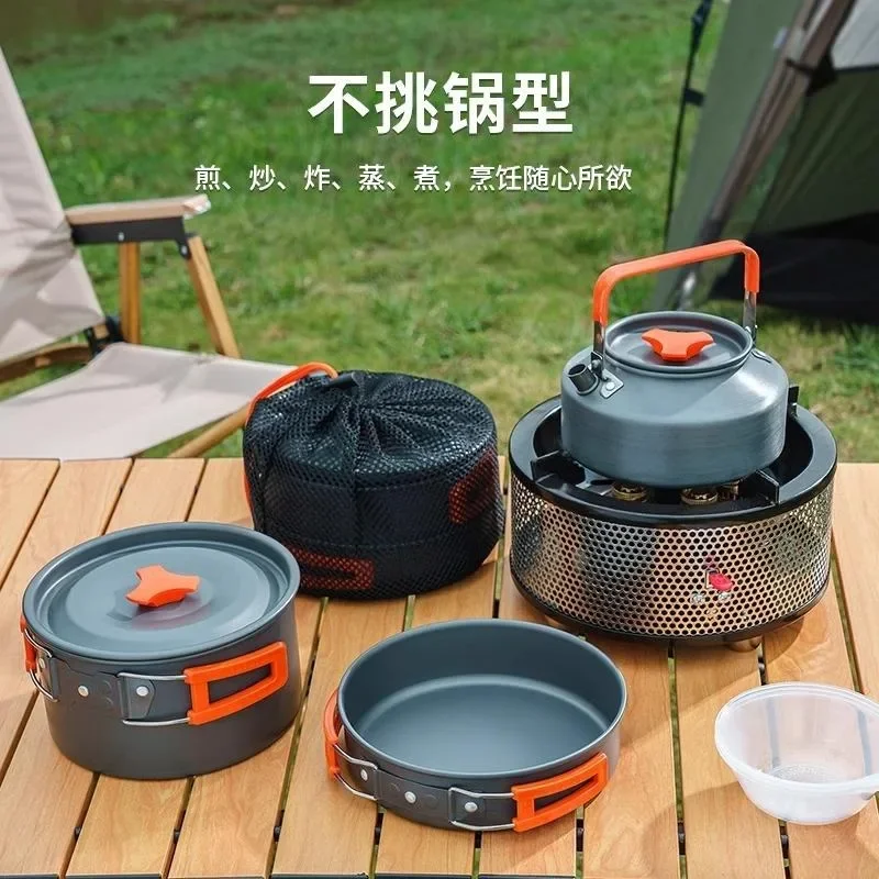 New outdoor six-star stove fire windproof camping cassette stove gas gas stove portable