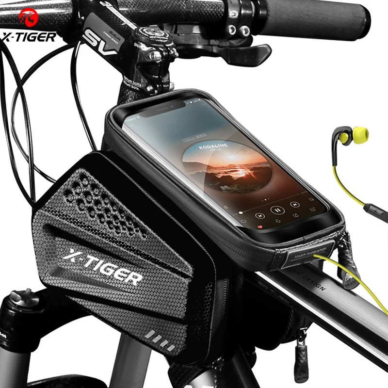 

X-TIGER Bicycle Bag Frame Front Tube Cycling Bags Bike Waterproof Phone Case Holder 7 Inches Touchscreen Bag Bike Accessories