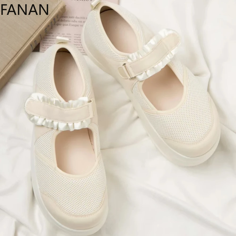 

Sports Mary Jane Casual Shoes Lightweight Breathable Japanese Black Women's Shoe Heel Pumps Sweet Lolita Velcro Platform Shoes
