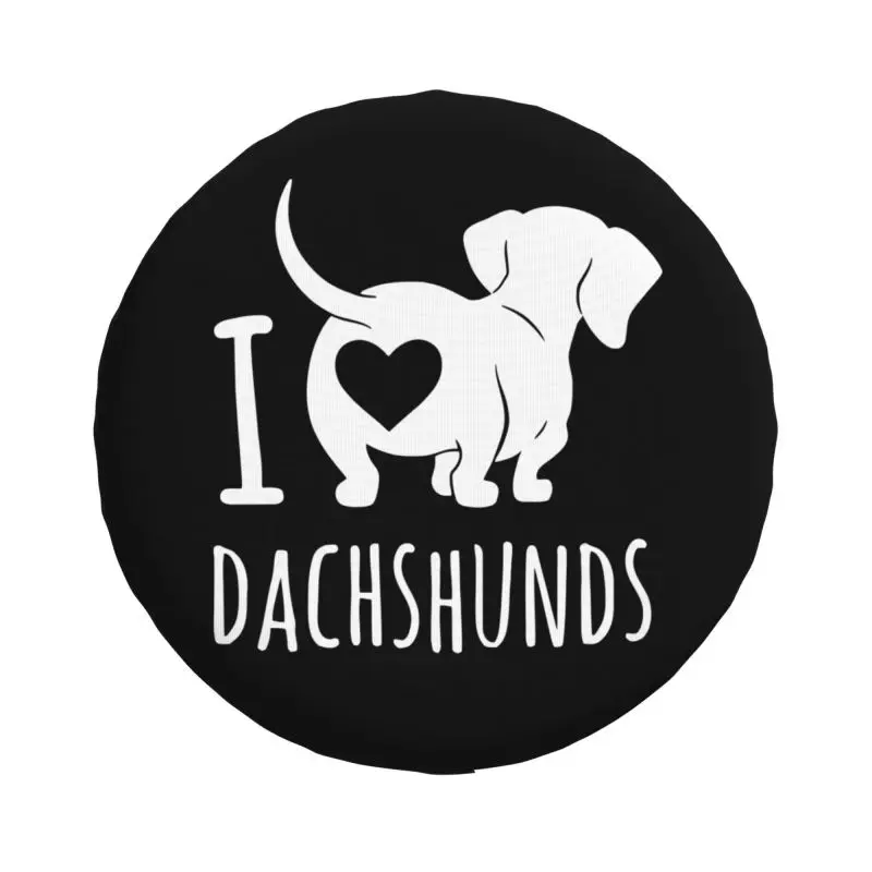 Custom I Love Dachshunds Spare Wheel Cover for Mitsubishi Trailer Badger Sausage Wiener Dog Tire Protector 14