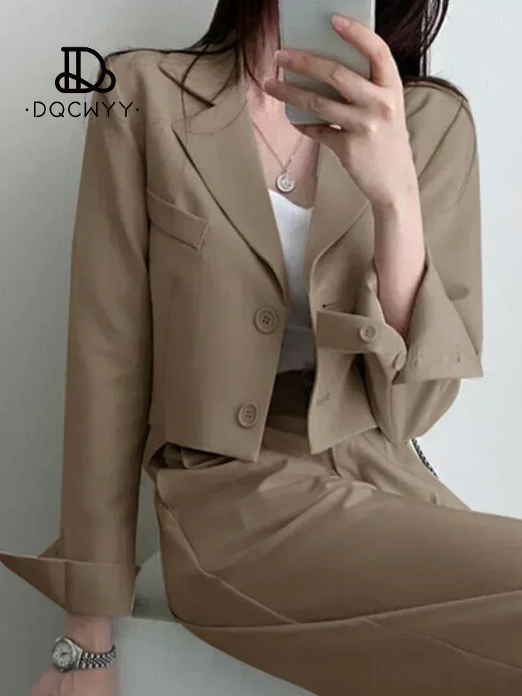 Pants Sets Casual Small Blazer Autumn Two Piece Sets Womens Outifits 2024 New in Pure Color Office Wear Fashion Women\'s Pantsuit