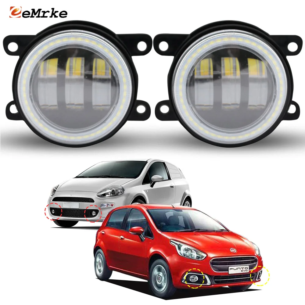 40W Led Fog Lights Angel Eyes DRL 12V for Fiat Punto 199 / 310 2010-2022 Car Fog Driving Lamp Lens Front Daytime Running Light