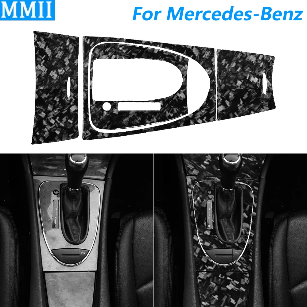 

For Mercedes-Benz E-Class W211 2003-2009 Forged Carbon Fiber Gear Shift Cup Holder Storage Box Trim Set Car Accessories Sticker