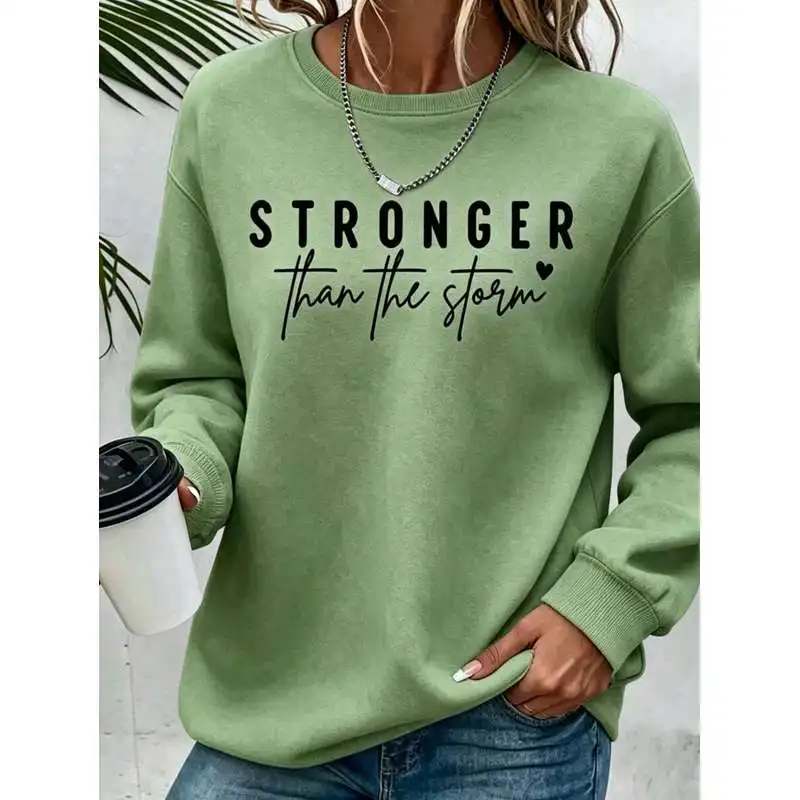 2027 Fall Clothing Women's Plus Size Motivational Crew Neck Sweatshirt - Comfortable Fall and Winter Tops