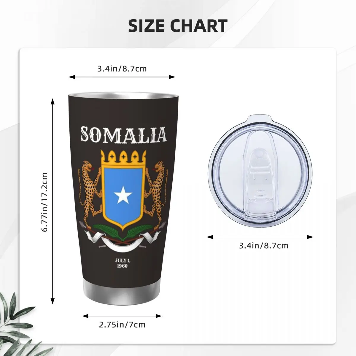 Somalia Insulated Tumbler with Straws Somali Flag Vacuum Coffee Mugs Office Home Car Bottle Cup, 20oz