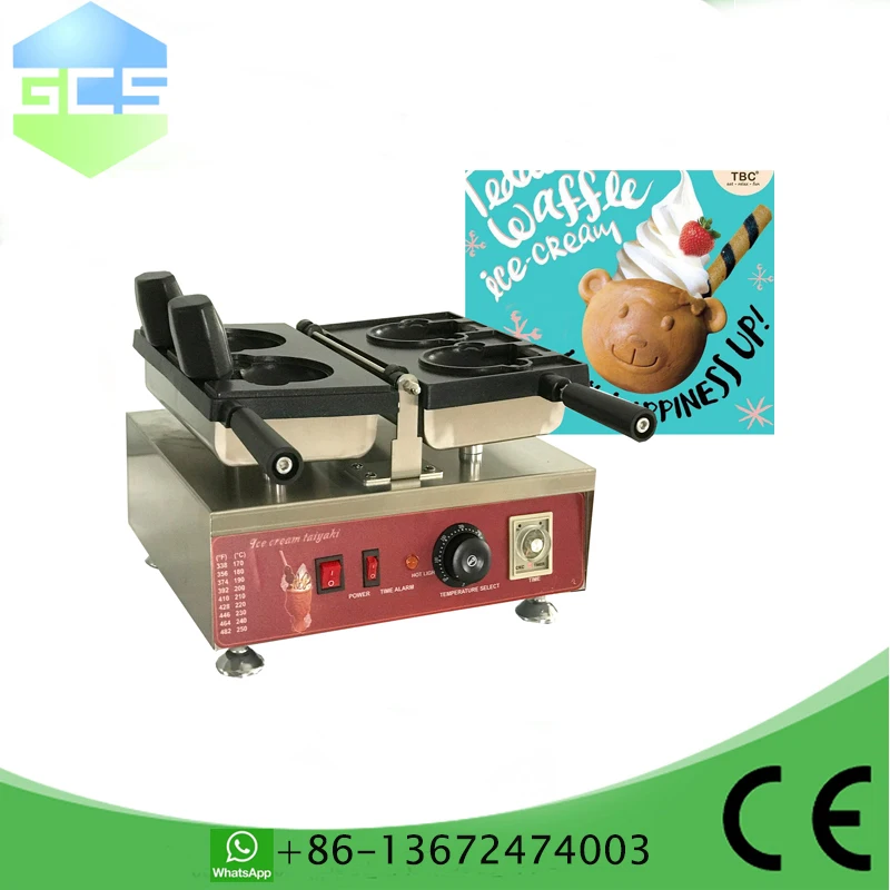 Commercial Use Non-stick 110v 220v Electric 2pcs Bear shape Ice Cream Taiyaki Machine