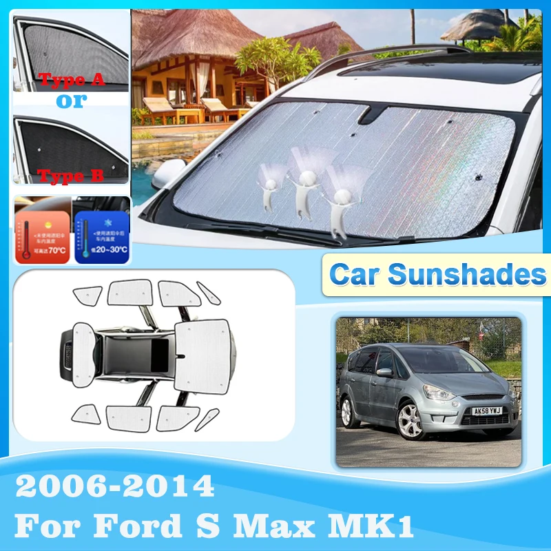 

Auto Coverage Sunshades For Ford S Max 2007 MK1 2006-2014 Sunshade Sun Shade Windshield Curtain Visor Interior Cars Accessories