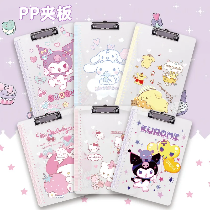 Sanrio Splint Cartoon Anime Figures Kawaii My Melody Pp Board Clip Cinnamoroll Student Writing Pad A4 Folder Clipboard