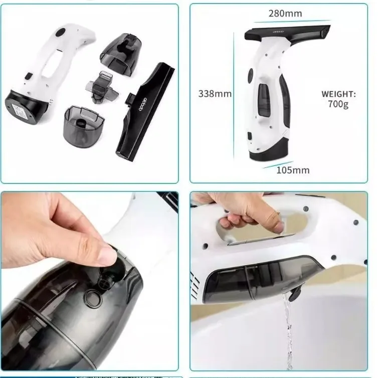2025 New Multi functional Super suction White Cordless Rechargeable Automatic Portable Glass Cleaning and Window Cleaning Device