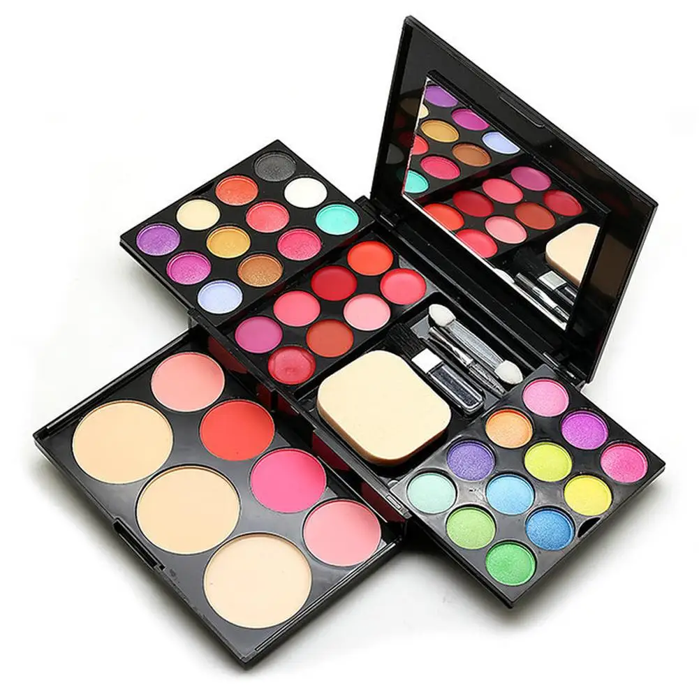 Set Box Maquiagem Profissional, Matte Glitter Paleta, Blush, Pó Multi-funcional, Sombra, Caso Cosmético, P2C3, 39 cores