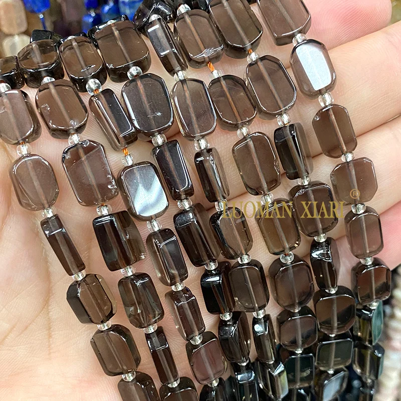 8x12MM Irregular Rectangle Natural Stone Smoky Quartz Gem Loose Spacer Beads for Jewelry Making Diy Bracelets  Accessories