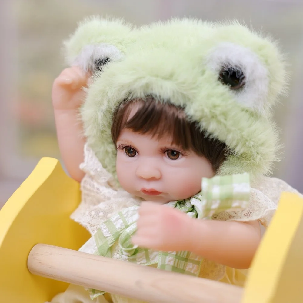 Cloveray 30cm Oryginalna Lalka z Winylu Realistyczna Lalka z Winylu Miękka Zielona Żaba Lalka z Winylu Ręcznie Robiona Wysokiej Jakości Zabawka Prezent dla Dziecka na Boże Narodzenie