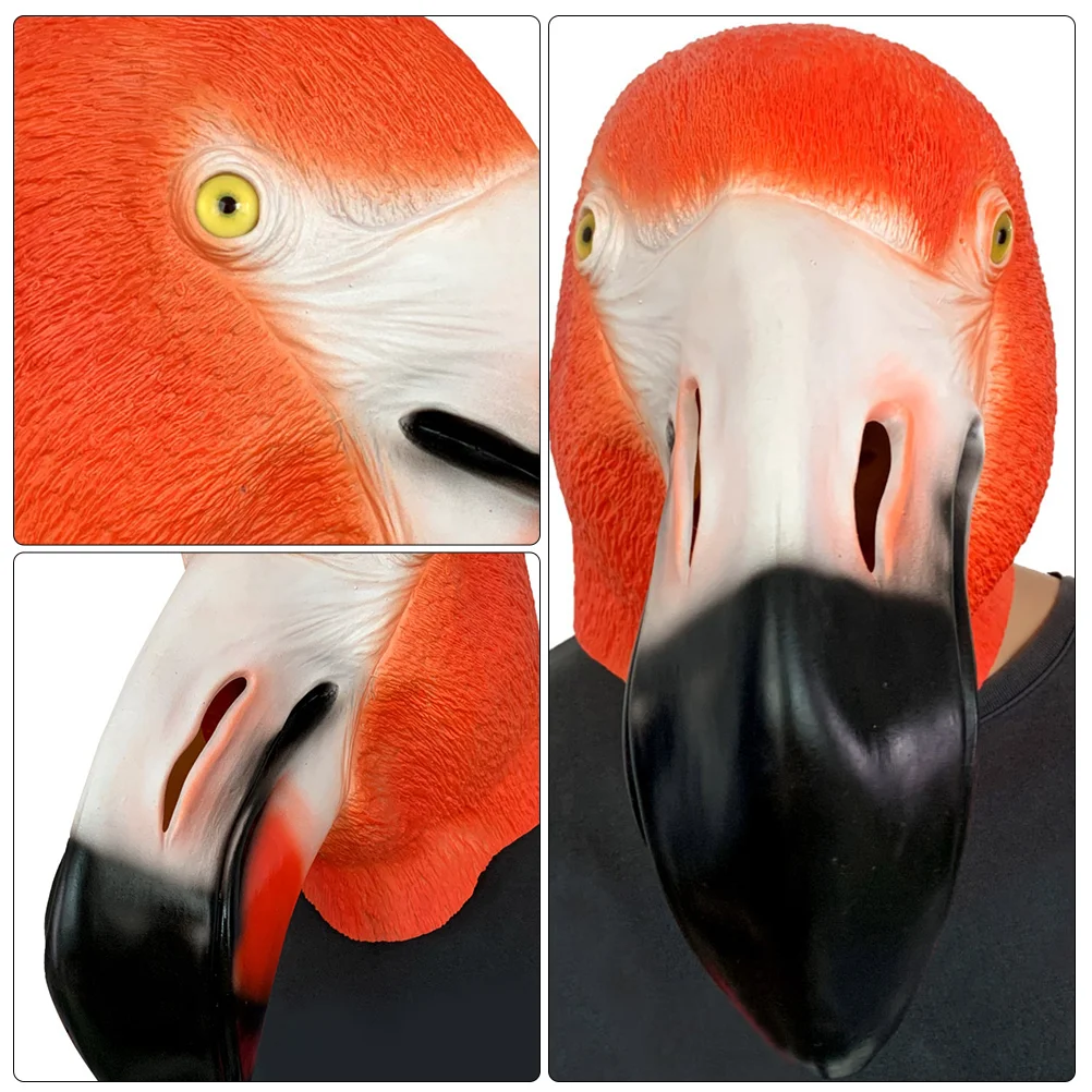 Halloween Cosplay Flamingo Head Design Mask Funny Simulation Carnival Mask Halloween animal mask party mask bird