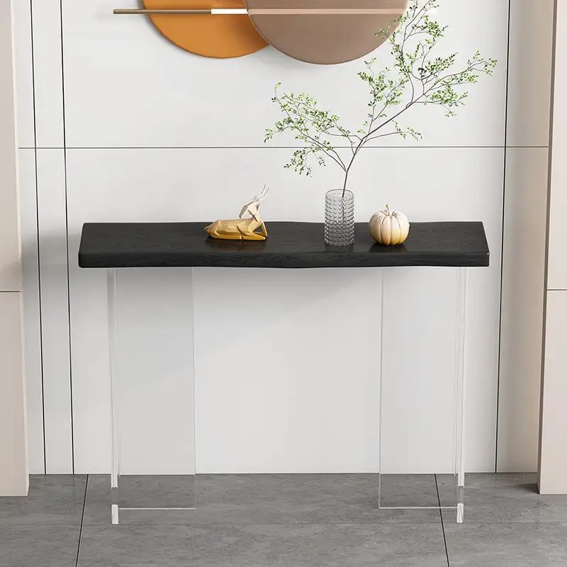Modern simple acrylic art entrance table entry solid wood entrance table wabi sandy wind end view table against the wall