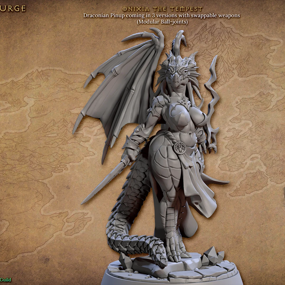 3D-printen microscopische modellen 【Draak】 Raiding Cavalry Commander Priestess Tyamat DND Tafelspel Stukmodel