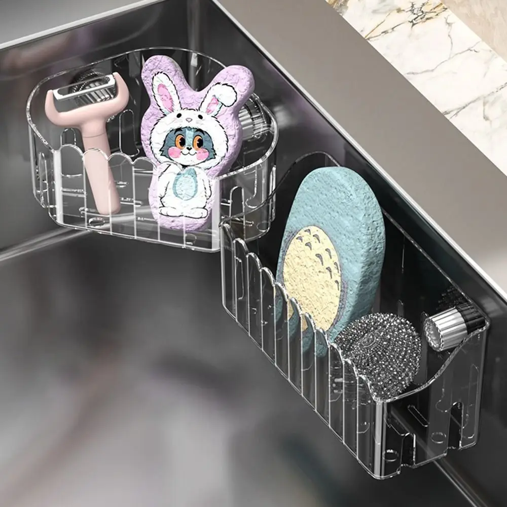 

Portable Strainer Suction Cup Sink Rack Plastics Multifunctional Kitchen Sponge Rack Reusable Household Storage Shelf Faucet