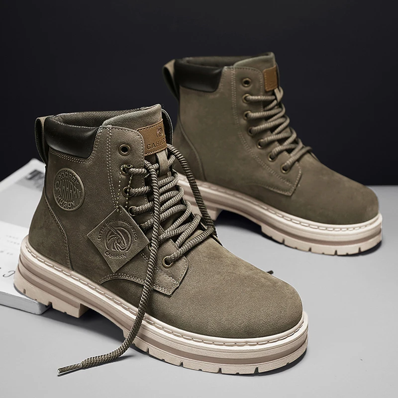 Big Size Men Boots Fashion Motorcycle Ankle Boots for Men Waterproof Hiking Boot Winter Chelsea Retro Boots Comfy Botas Hombre