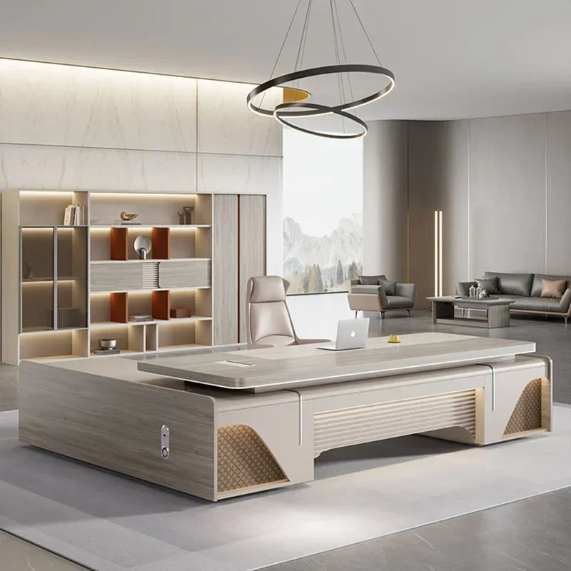 طاولة الكتابة أثاث المكاتب غرفة مكتب الزاوية التنفيذية على شكل حرف L منظم مكاتب محطة العمل متعددة الوظائف طاولات Tisch