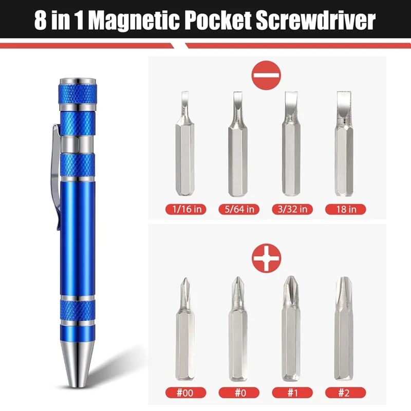 Stylo et tournevis de poche magnétique, multifonction, outil pratique, lecture dans un, fonction de précision, cadeaux, 12 pièces