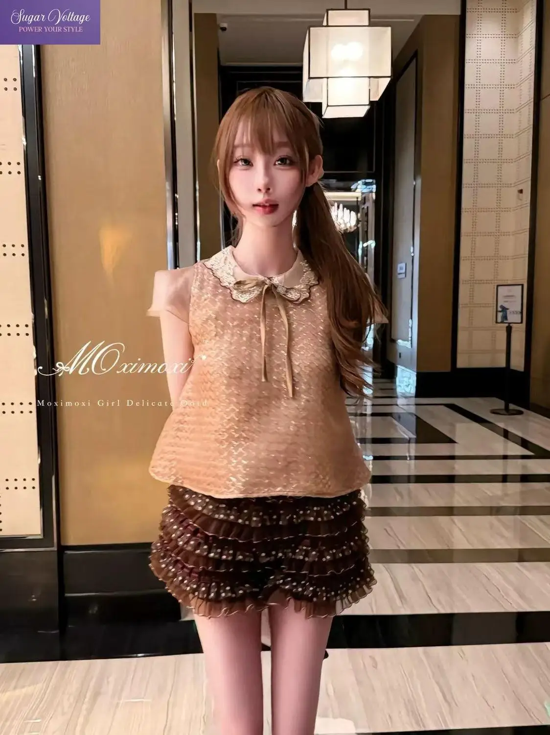 Elegant Coquette French 2 Piece Set Women Peter Pan Collar Bow Sequin Crop Top Ruffle Tiered Skirt Slim Fit Party Date Outfit