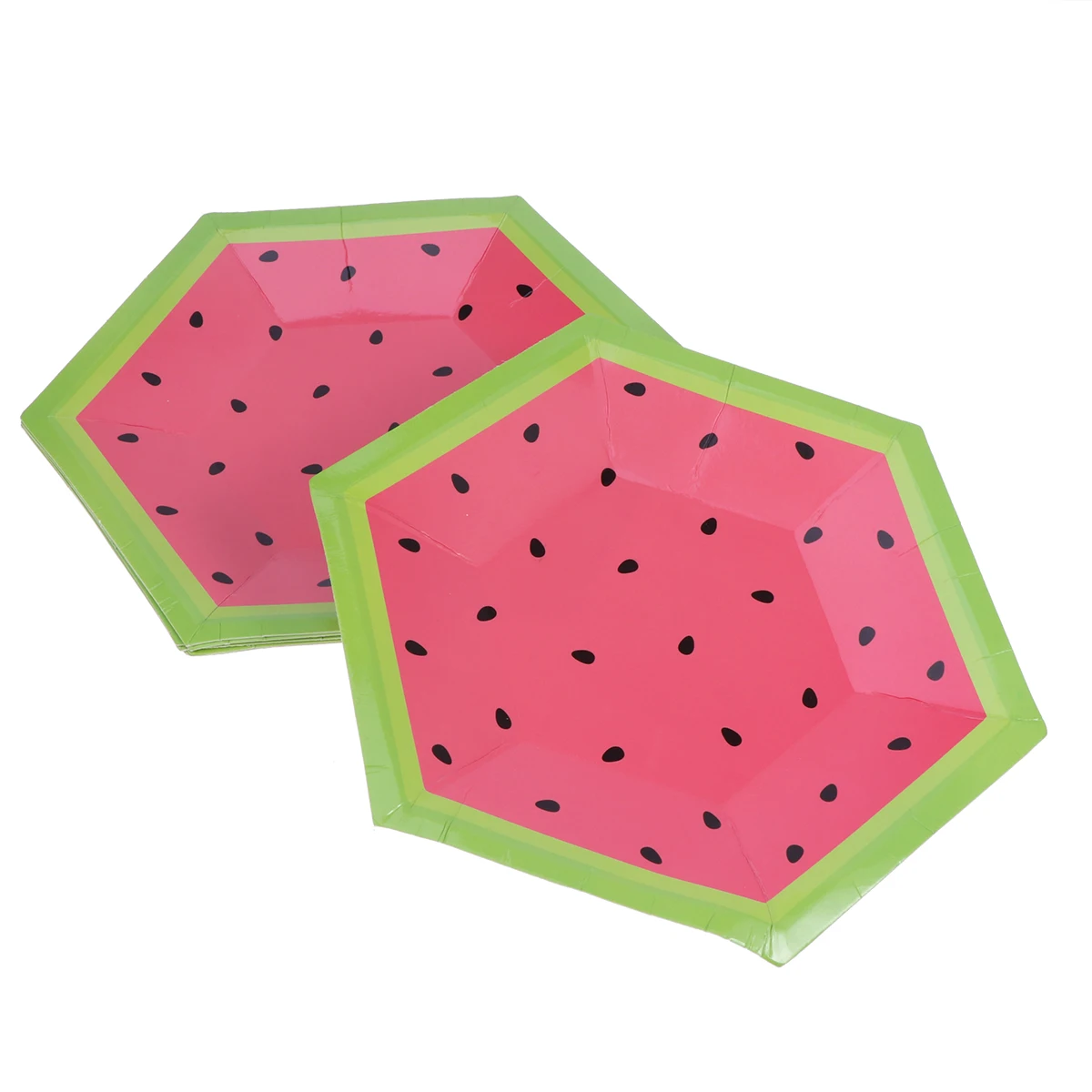 

8pcs 10 Inches Watermelon Pattern Paper Plates Disposable Food Grade Eco-Friendly For Birthday Wedding Baby