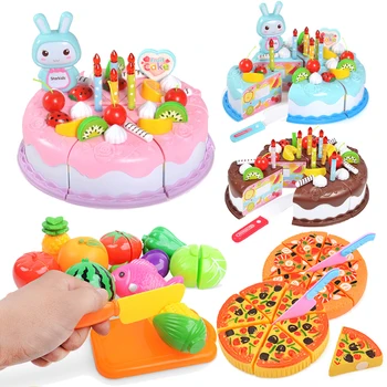 Children Pretend Goodies Play Simulated Kitchen Toys Plastic Cutting Food Kids Toy Object…
