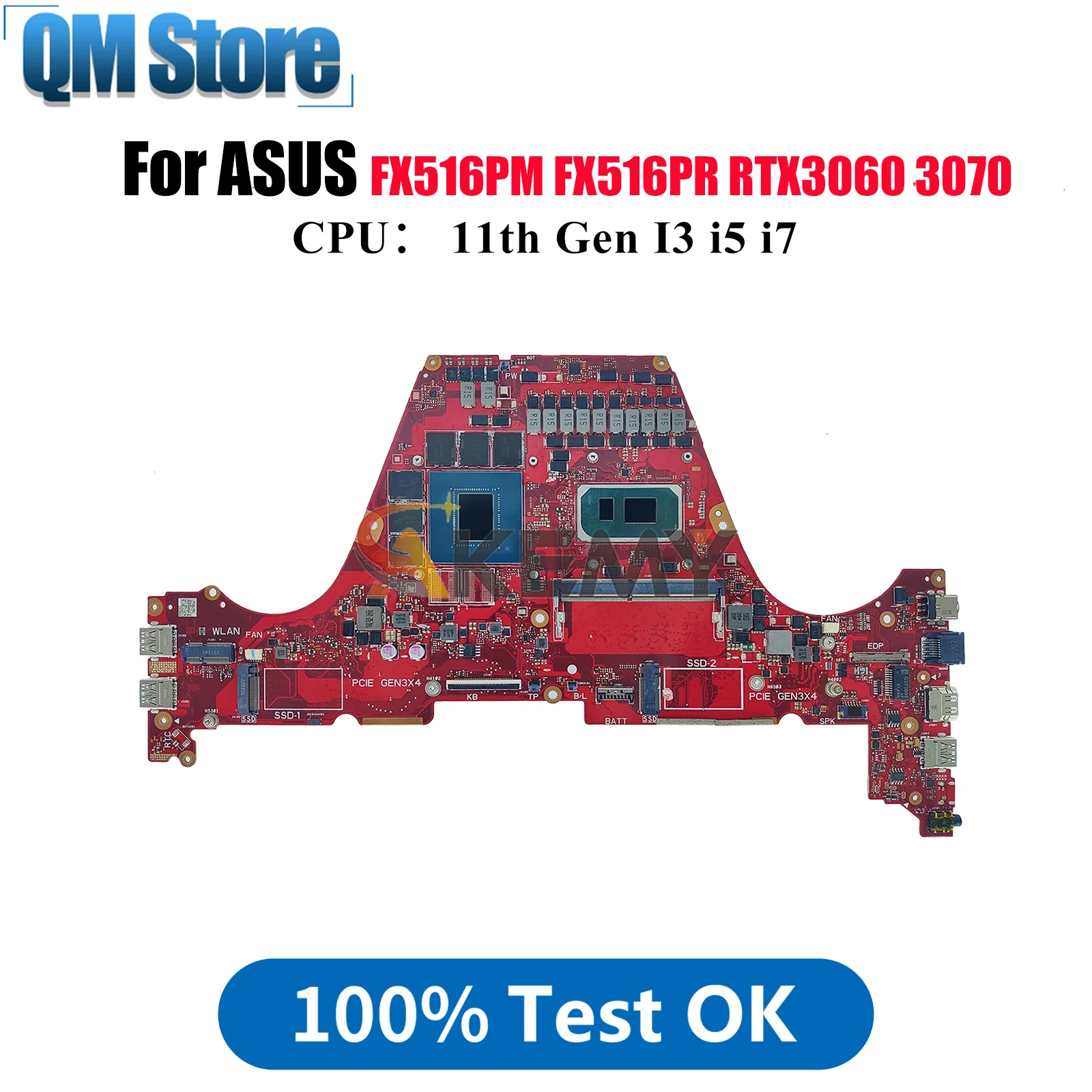 

Материнская плата для ноутбука FX516PR для ASUS TUF Gaming FX516P FX516PM FX516PR, материнская плата с 11-го поколения I3 i5 i7 100% тест, ОК, быстрая доставка
