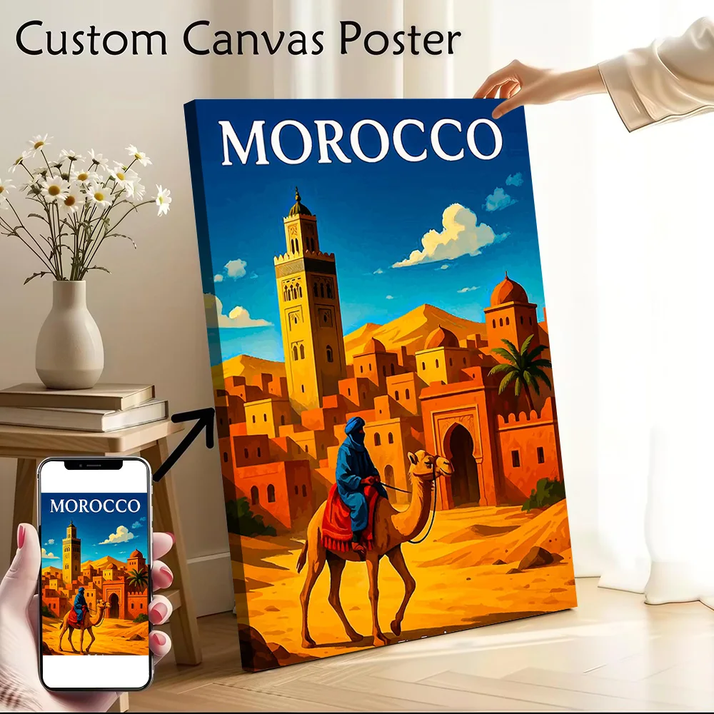 Morocco Travel Canvas Wall Arts Poster Customizable Pictures Printing for Room Modern Home Decoration Ornaments Art Mural Decor
