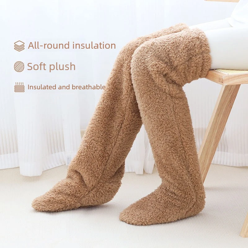 Extra Warm Long Knee Sleeves Thermal Leg Warmers for Joint Anti Cold Sleeping in AC Room Foot Protection Cover
