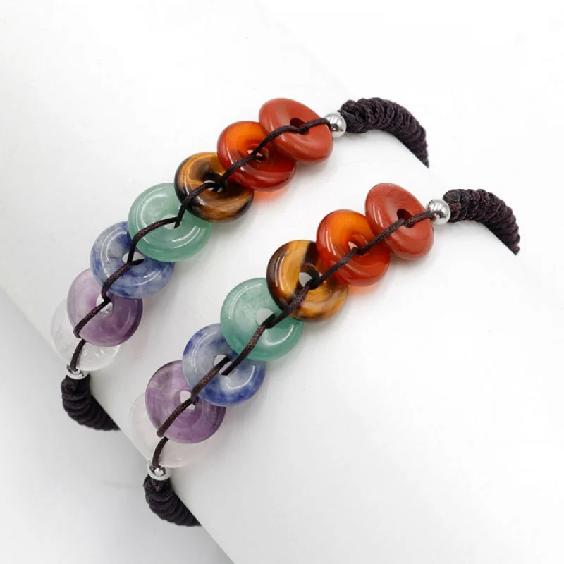 Natural Amethyst Seven-Pulse Stone Woven Bracelet Women Gifts Cross-Border Wholesale Colorful Crystal Yoga Jewelry Bracelets