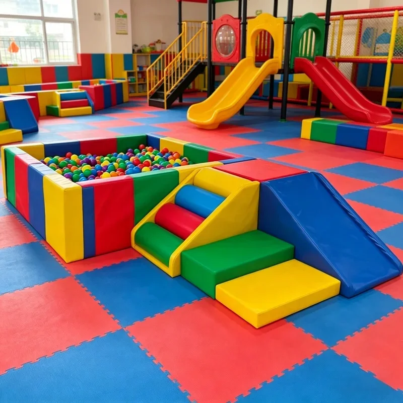 Fun Kid Soft Play Setup for Children & Toddlers-Climb Crawl Jump Activity Area Pastel Colors Party Rental Shopping Mall Use