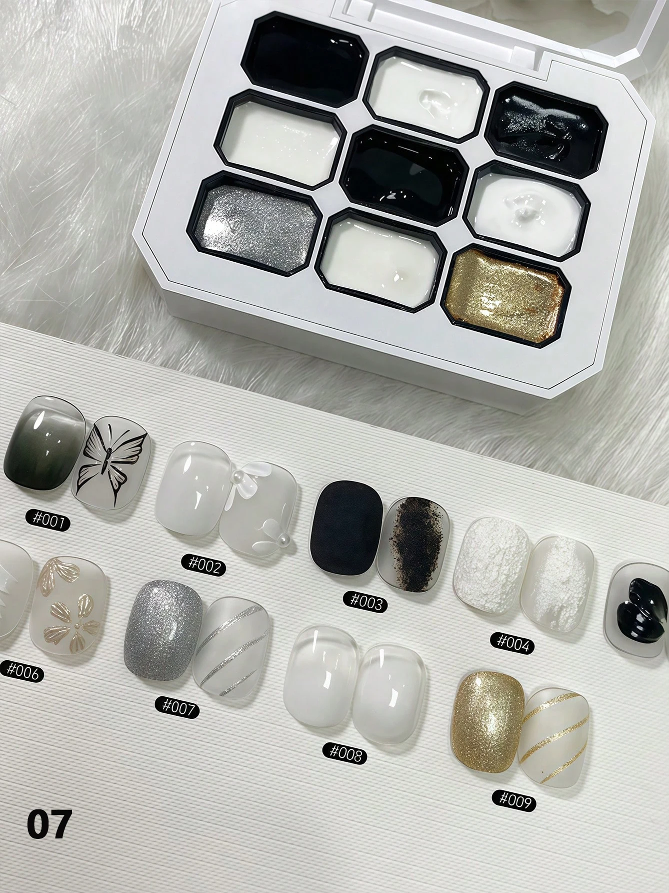 

9-grid black and white glue new nail polish glue nine-grid free-wash relief three-dimensional painting color series nail salon d