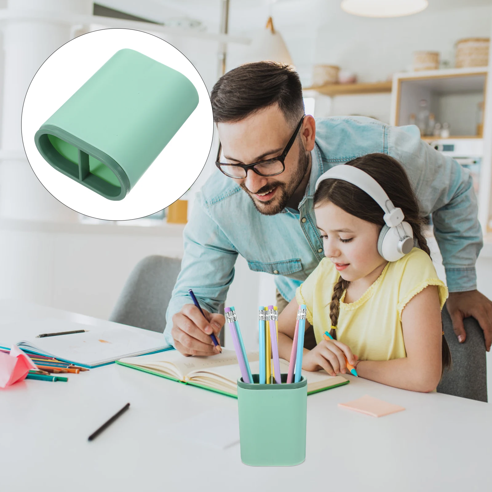 

3pcs Large Capacity Plastic Pen Holder Simple Style Desktop Organizer Reusable Stationery Storage Container Multi-Function