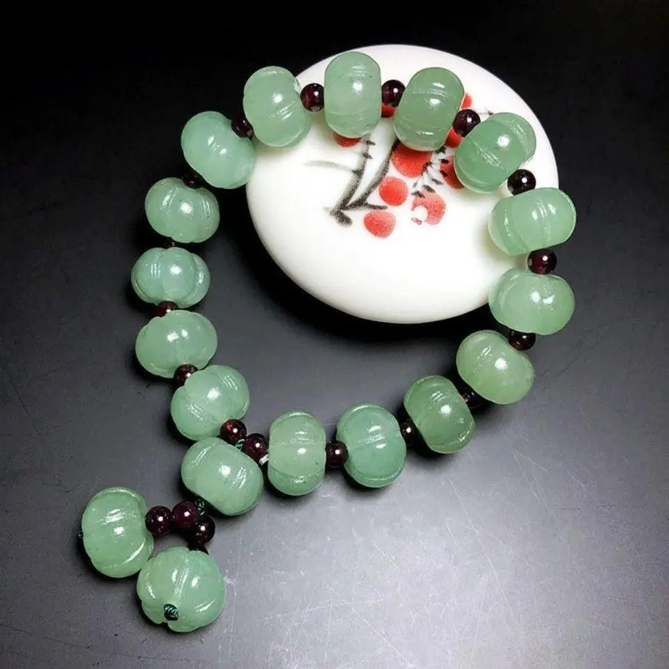 Golden silk pumpkin beads Dongling jade bracelet for men and women, fashion jewelry single circle bracelet.