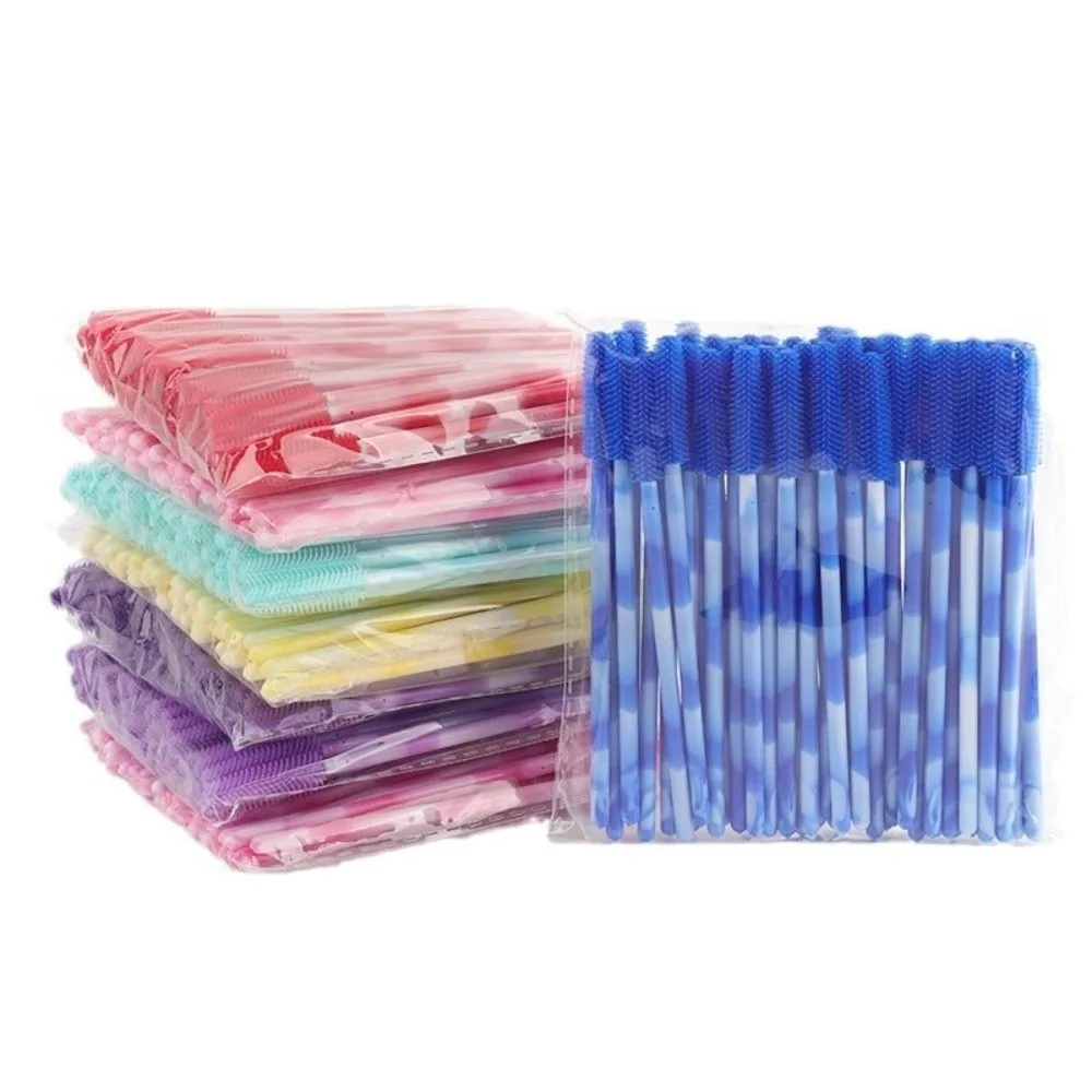 50 pz Spazzole per ciglia usa e getta Strumenti per il trucco Microbrush Mascara Bacchetta Applicatore Silicone Arcobaleno Colore Pettine per sopracciglia