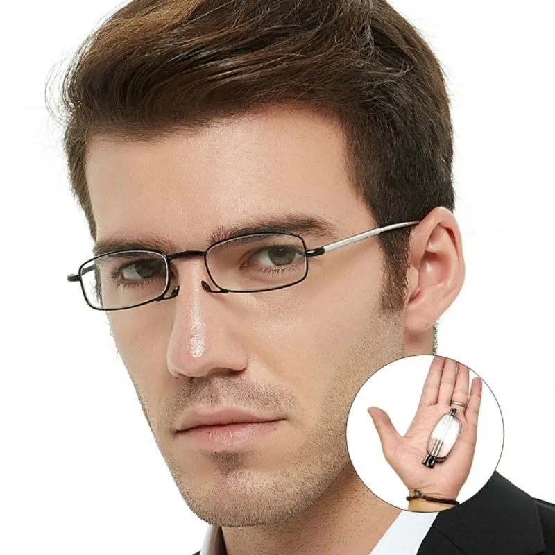 Mit kostenloser Box, faltbare Lesebrille, Teleskop-Tempelbrille, Anti-Blaulicht-Brille für Damen und Herren
