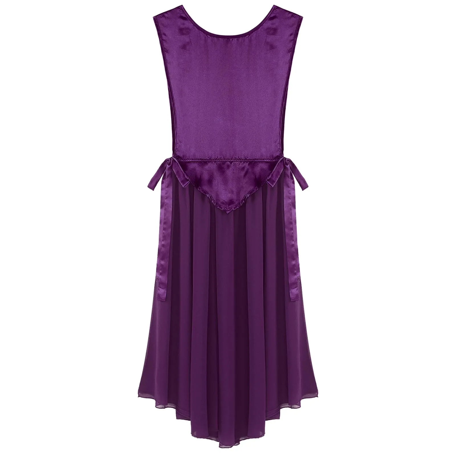 Abito da ballo lirico senza maniche da donna, costume da culto del coro, abito da ballo in raso, abbigliamento da ballo