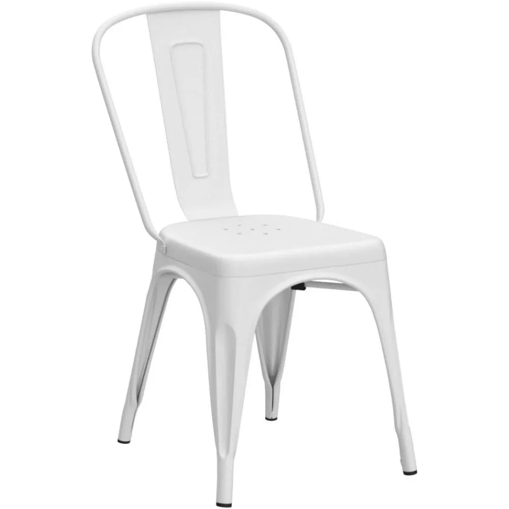 Sillas de comedor de Metal para interiores y exteriores, sillas de restaurante elegantes apilables, Juego de 2, 18 pulgadas de altura de asiento, 330 libras de peso