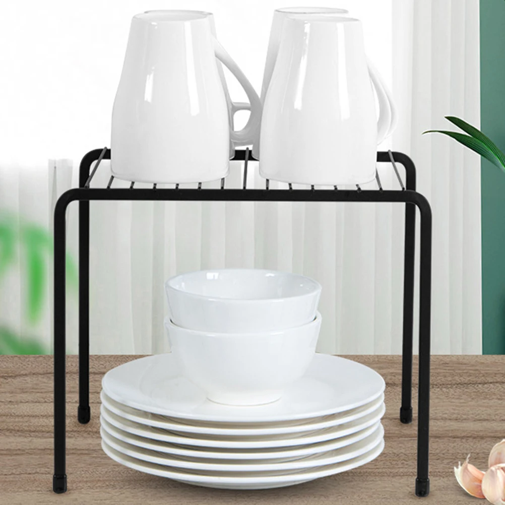 

1pc Double Layer Seasoning Rack Non-Slip Kitchen Storage Shelf For Teapots Books Flowerpots Hollow Grid Desktop Organizer Iron